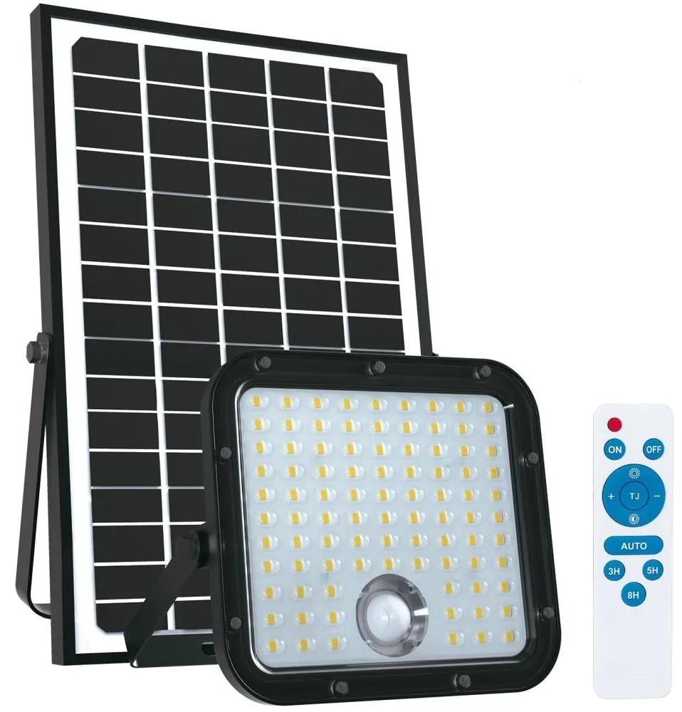 Proiector solar de exterior cu senzor LED/30W/6,4V 4000K IP65 + telecomandă