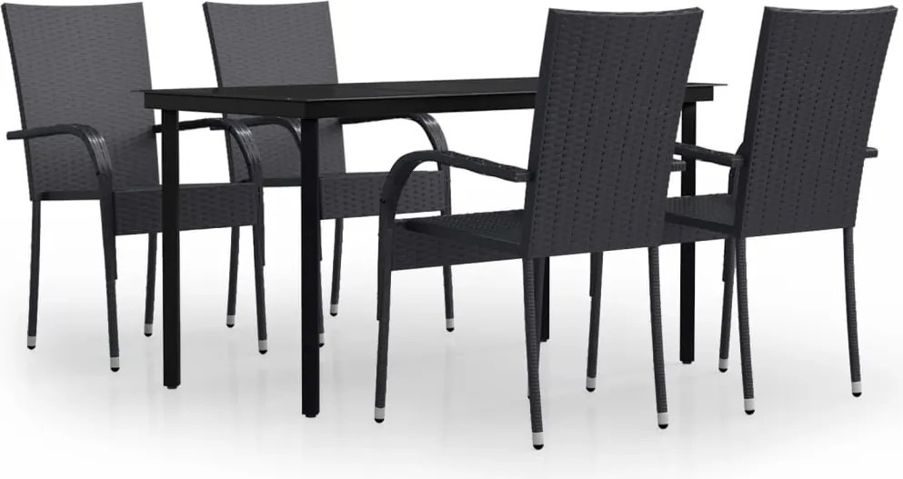 vidaXL Set mobilier de grădină, 5 piese, negru
