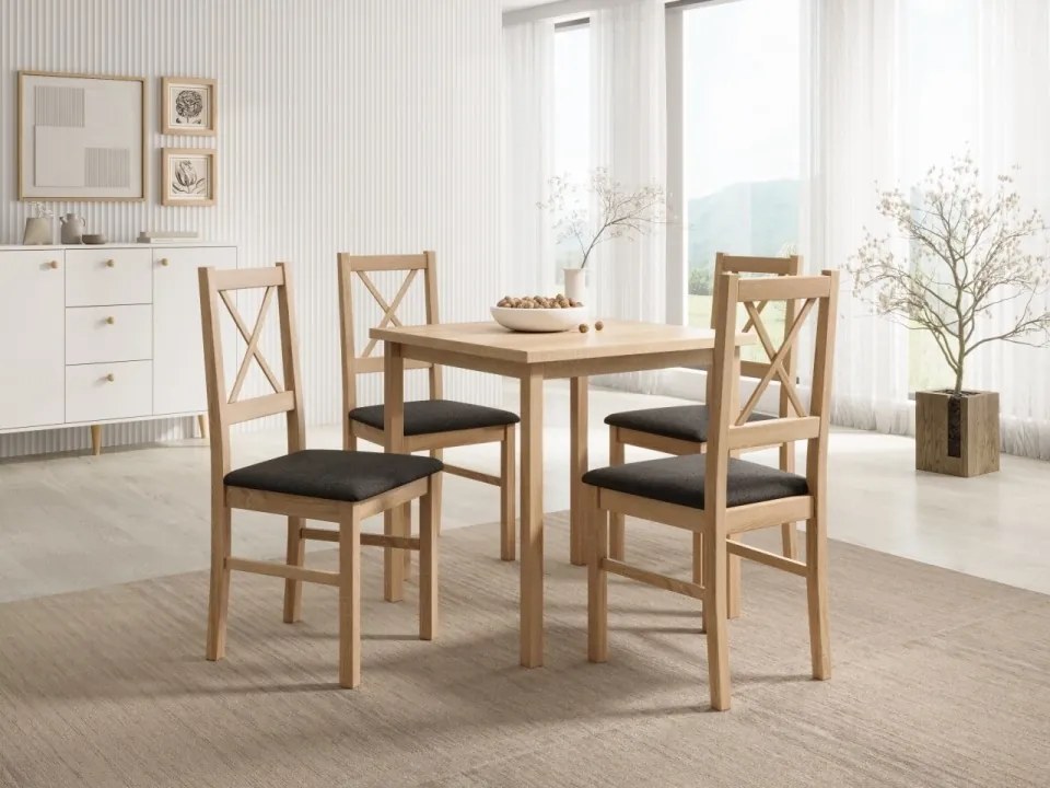 Scaun tapitat, din lemn, Milo X, ADRK Furniture (Culoare: Alb / Opium 99)