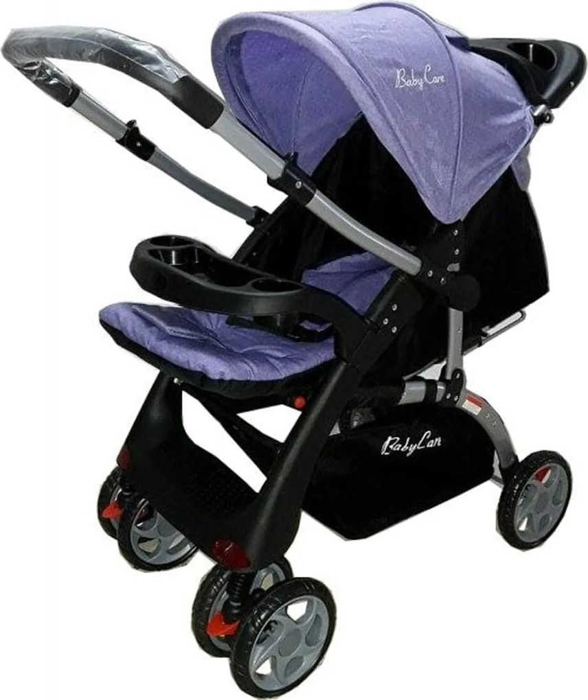 Carucior nou nascuti 2 in 1 BABY CARE™ PRO C18, Maner reversibil, Spatar reglabil in 3 trepte, Amortizoare, Frana picior,Pliabil , MOV