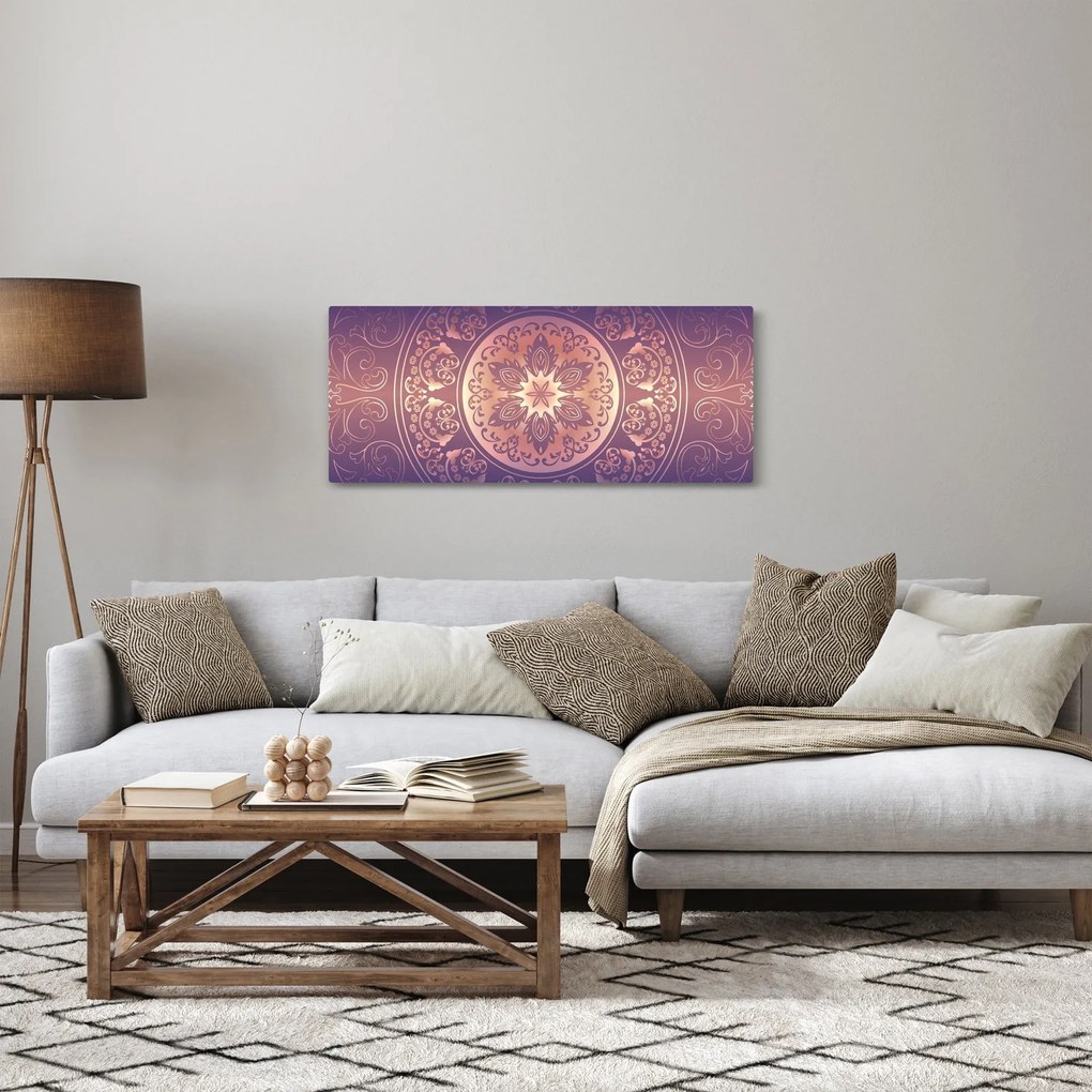 Tablou - Mandala pe gradient violet (120x50 cm)