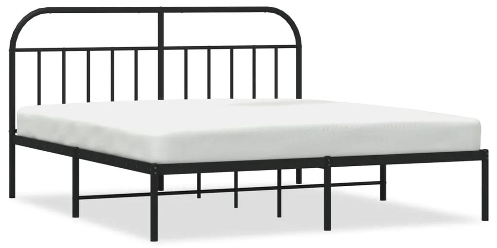353639 vidaXL Cadru de pat metalic cu tăblie, negru, 180x200 cm