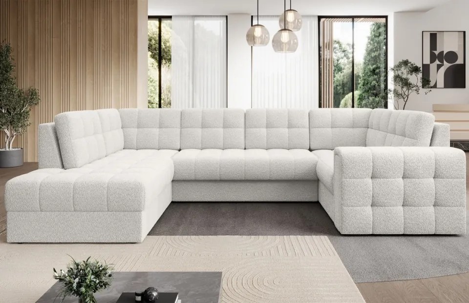 Coltar extensibil cu spatiu oentru depozitare, 299x198x82 cm, Blewett L, Eltap (Culoare: Alb / Royal 01)