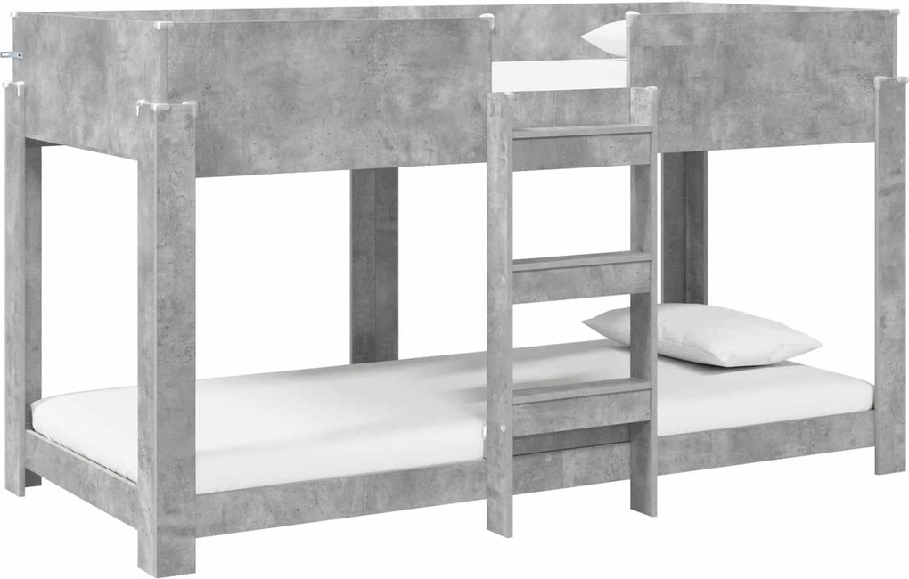 vidaXL Pat Etajat pentru Copii Gri din beton 80 x 200 cm Lemn compozit