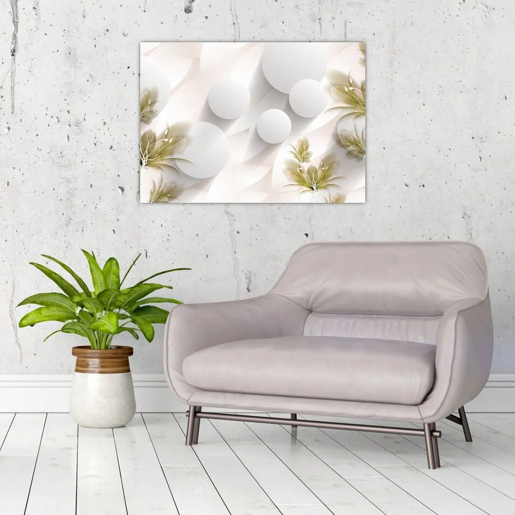 Tablou - 3D cercuri cu flori (70x50 cm)