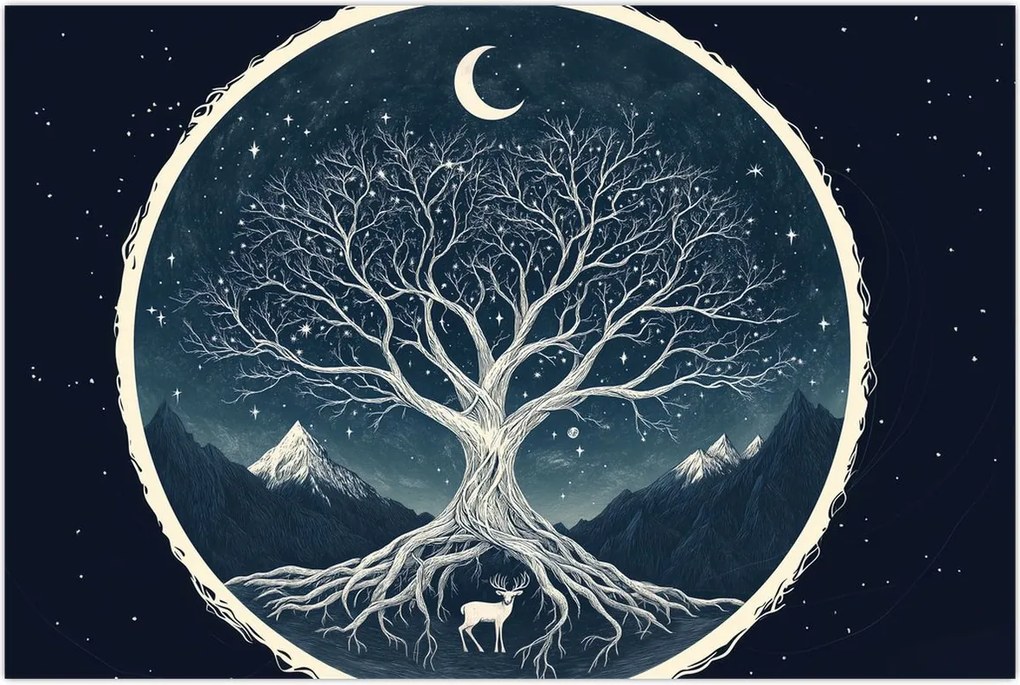 Tablou – Arbore magic cu cerb II. (90x60 cm)