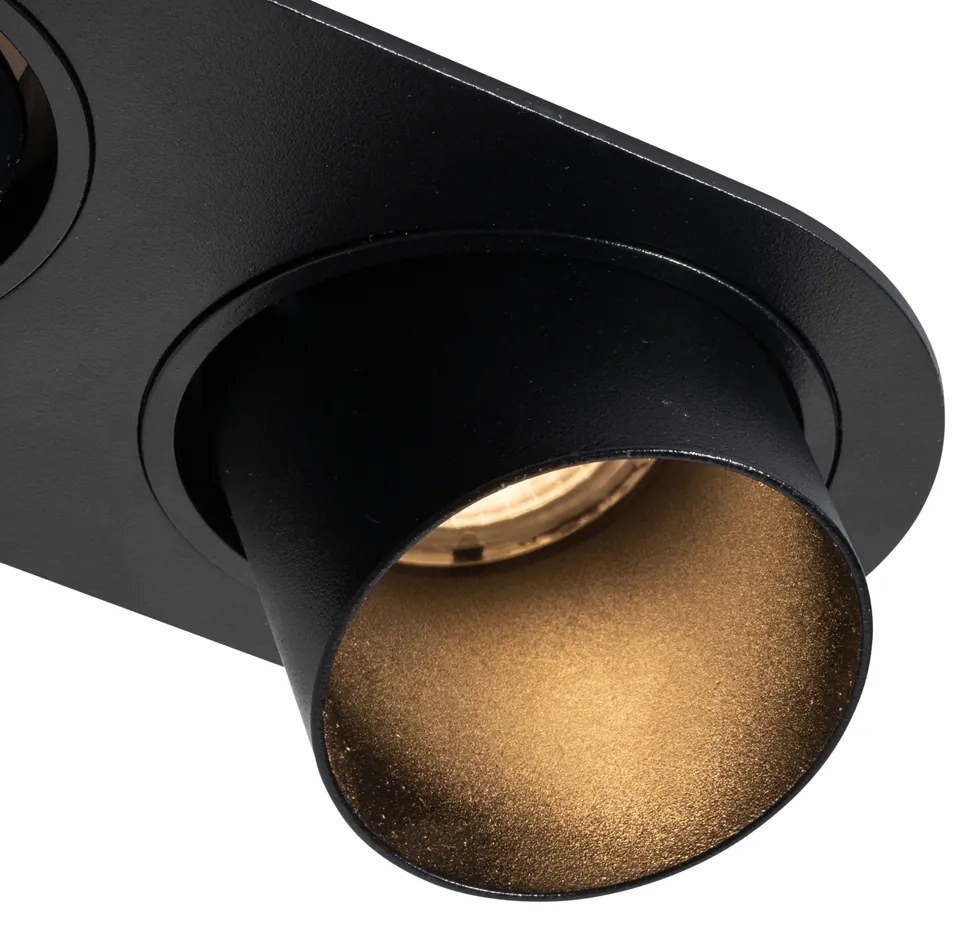 Set de 6 spoturi încastrate negre GU10 50mm cu 2 lumini - Installa