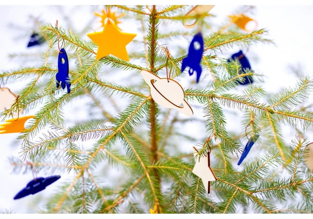 Set 8 decorațiuni de Crăciun din lemn Spira Medium