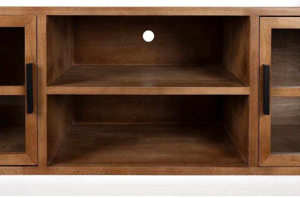 Comodă TV în culoare naturală din lemn de arbore de cauciuc 150x55x38 cm Yaz – White Label