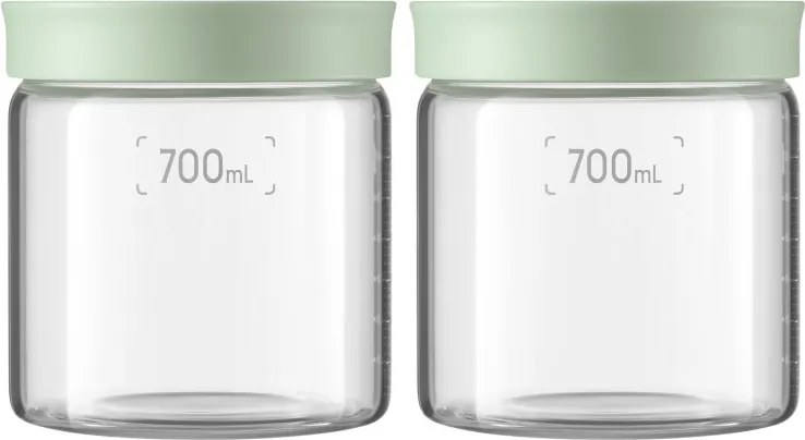 Borcane pentru depozitarea alimentelor și condimentelor BUYDEEM CS1014-CG, 2x700 ml, Potrivite pentru cuptor și cuptor cu microunde, Fără BPA, Verde