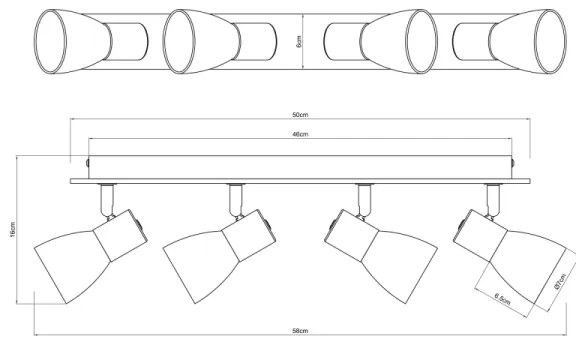 Spot CLAUDE 4xE14/40W/230V negru/lemn Globo 54307-4W