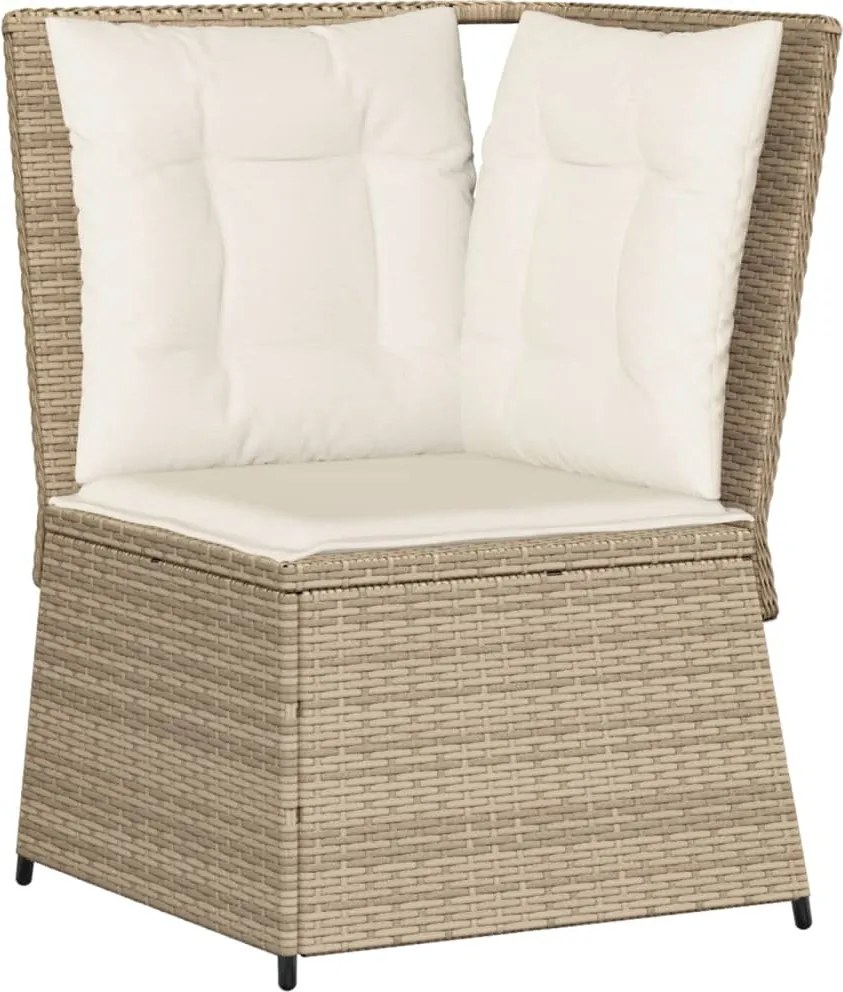 vidaXL Canapea de colț de grădină cu perne, bej, poliratan