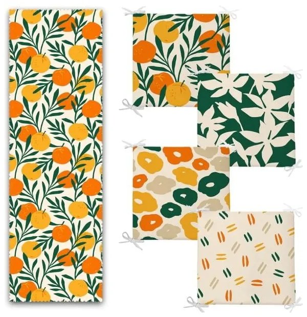Set napron de masă și perne de scaun 5 buc. Orange – Mila Home
