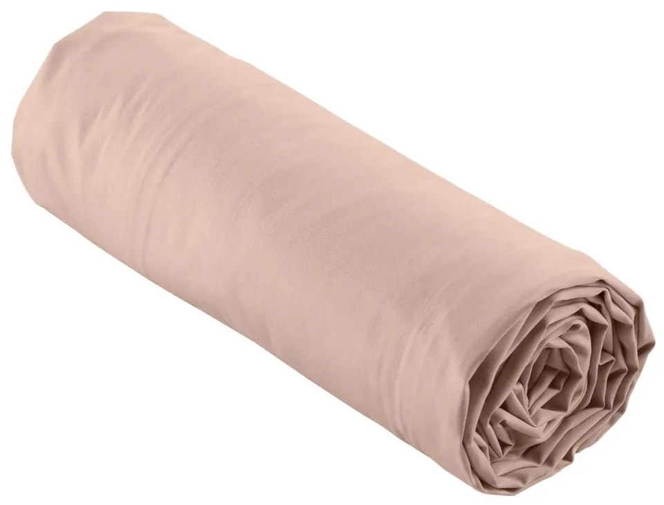 Cearceaf roz din bumbac percal cu elastic 180x200 cm Percaline – douceur d'intérieur