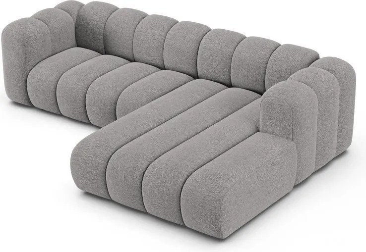 Colțar gri cu tapițerie din chenille (cu colț pe partea dreaptă/cu șezlong) Lupine – Micadoni