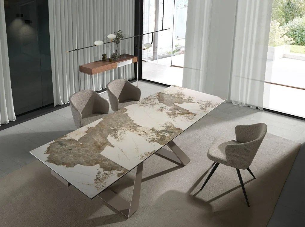Masa extensibila deosebita design LUX Porcelain Marble 160-240cm
