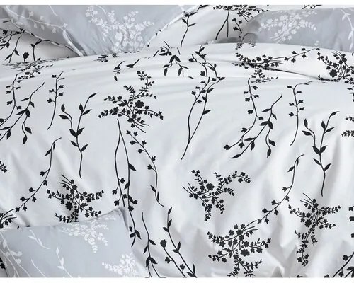 Lenjerie de pat din bumbac BedTex Blumen gri , 140x 200 cm, 70 x 90 cm