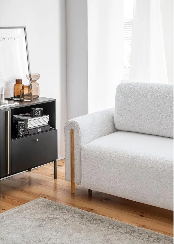 Canapea gri extensibilă/cu spațiu de depozitare cu tapițerie din țesătură bouclé 244 cm Arcadova – ELTAP