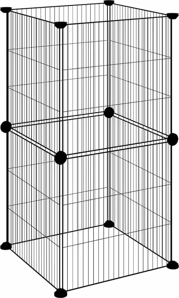 vidaXL Cușcă animale de companie, 8 panouri, negru, 35x35 cm, oțel
