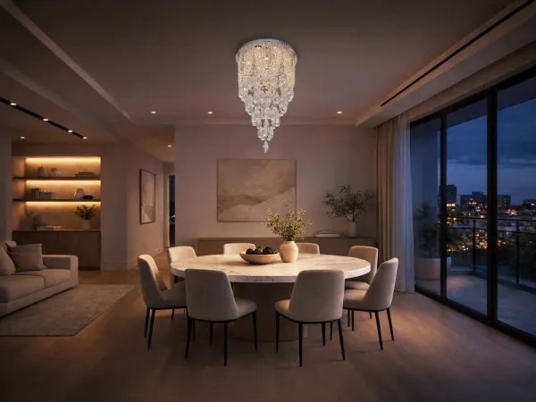 Lampă de tavan cu cristale MAJURO LED/30W/230V Ø 40 cm crom lucios + telecomandă