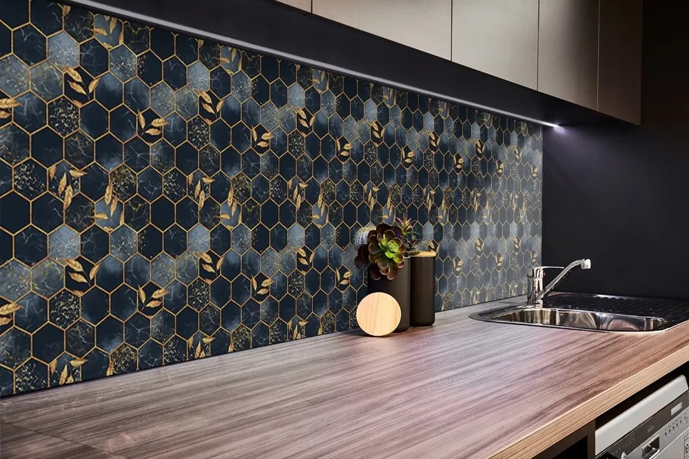 Panou decorativ pvc Frunze și hexagoane
