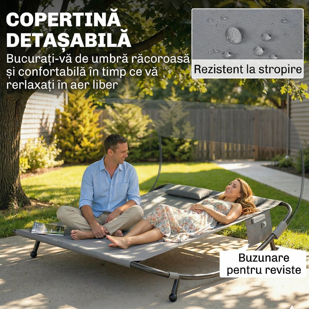 Outsunny plajă balcon parasolar dublu matrimonial | Aosom Romania