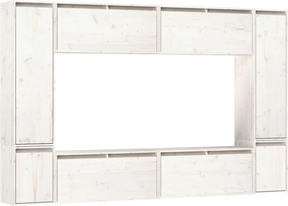 vidaXL Comode TV, 8 buc., alb, lemn masiv de pin