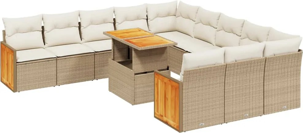 vidaXL Set canapele de grădină cu perne, 11 piese, bej, poliratan