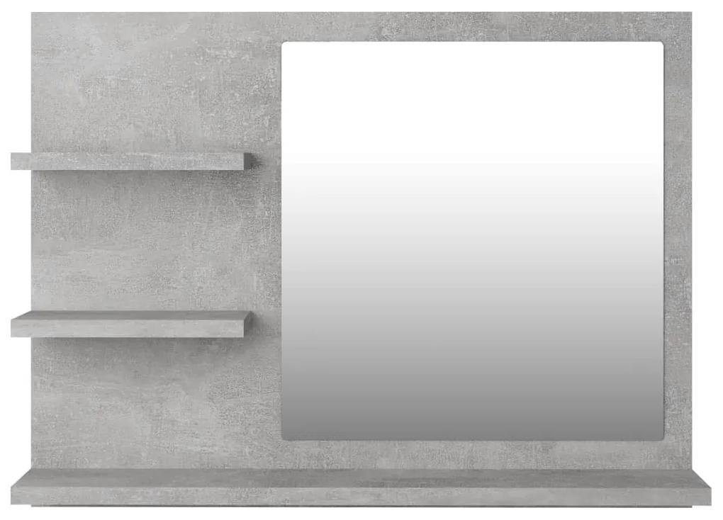 Oglindă de baie, gri beton, 60x10,5x45 cm, pal