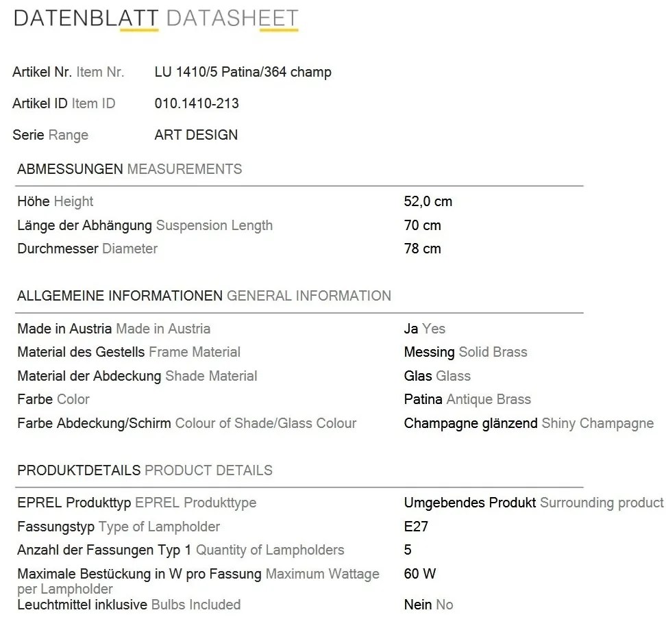 Lustra realizata manual design rustic ARTDESIGN 5L, patina/ champagne