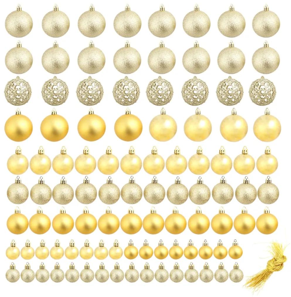 Set globuri de Craciun 100 de piese, 3 4 6 cm, auriu 100, Auriu