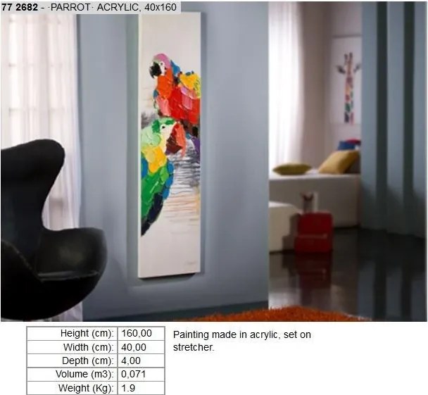 Tablou decorativ modern, dim. 40x160cm, PARROT 772682