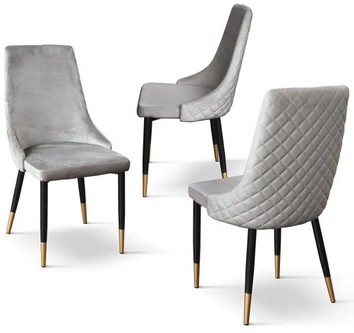 PAZZO DESIGN Set de 4 scaune Cinzia gri | Aosom Romania