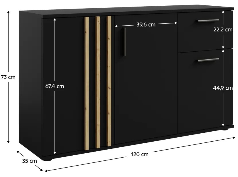 Comodă TOLIS 3D1S, negru