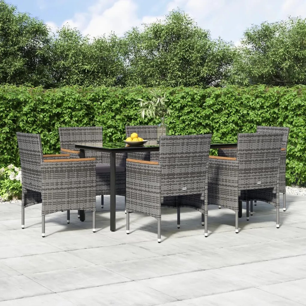 3156637 vidaXL Set de servit masa pentru grădină, 7 piese, gri și negru