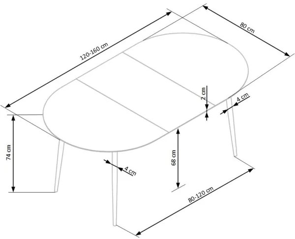 Masă de dining BALNOR, stejar/negru