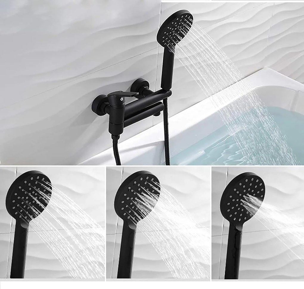 Baterie cu Pară și Furtun Negru – Design modern și elegant pentru un duș confortabil și rafinat.