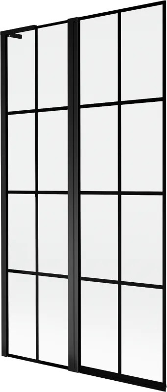 Mexen Mist L paravan de cadă 2-panouri stânga 100 x 150 cm, grilă neagră, negru - 8A9L-100-011-70-77-L