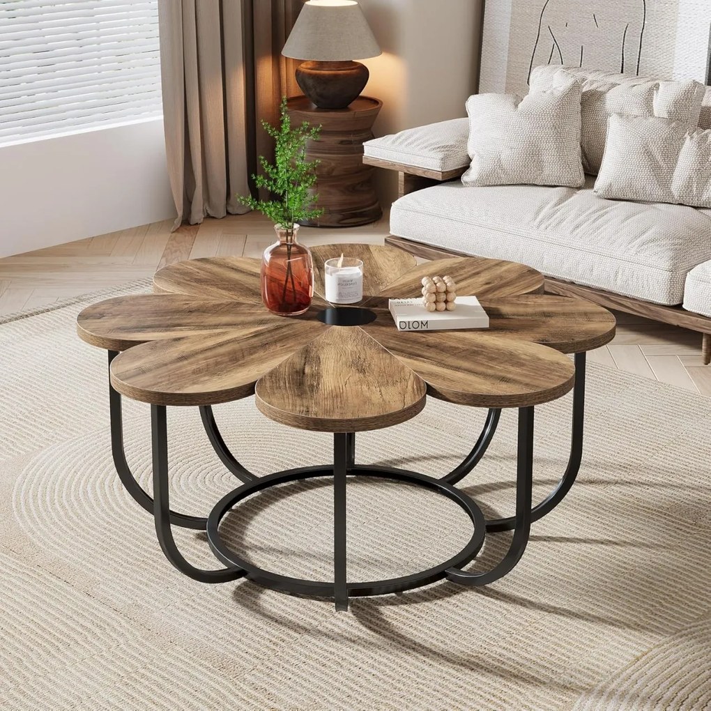 MAI21 - Masuta de cafea, 100 cm, masa living, stil industrial - Maro - Negru