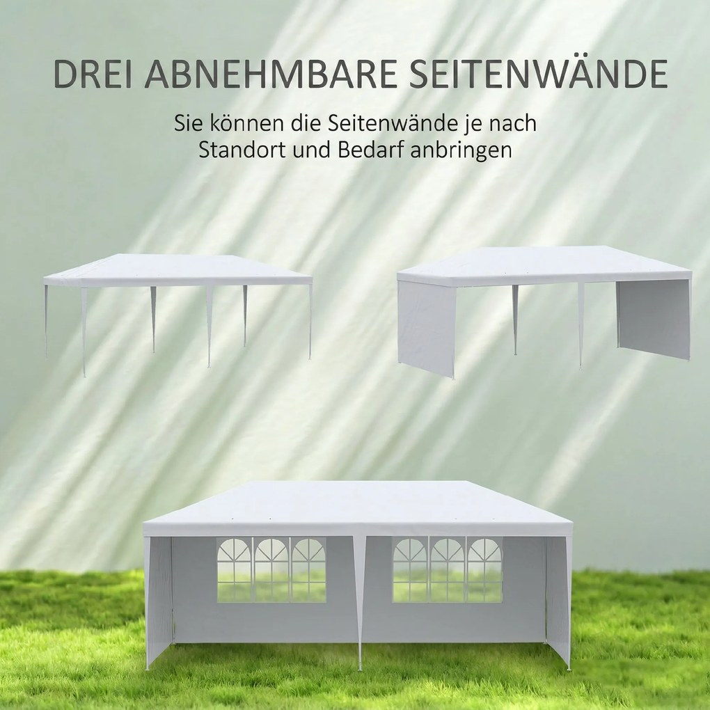 Outsunny Cort Pliabil pentru Grădină, Petreceri și Evenimente, cu Panouri Detașabile, Structură Oțel și PE, 5.85x2.95m, Alb | Aosom Romania