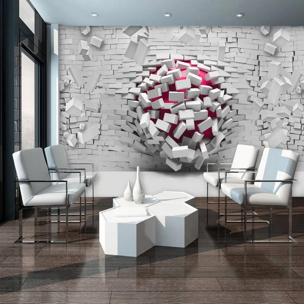 Fototapet - 3D minge cu perete alb din cărămizi (152,5x104 cm), în 8 de alte dimensiuni noi