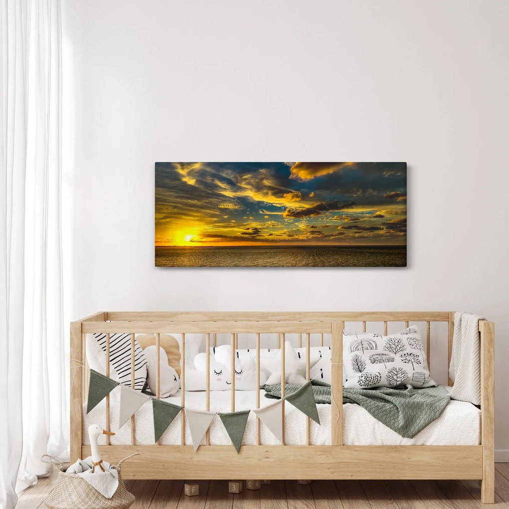 Tablou cu apus de soare la mare (120x50 cm)