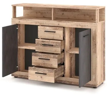 Comodă RUNA, maro deschis/antracit