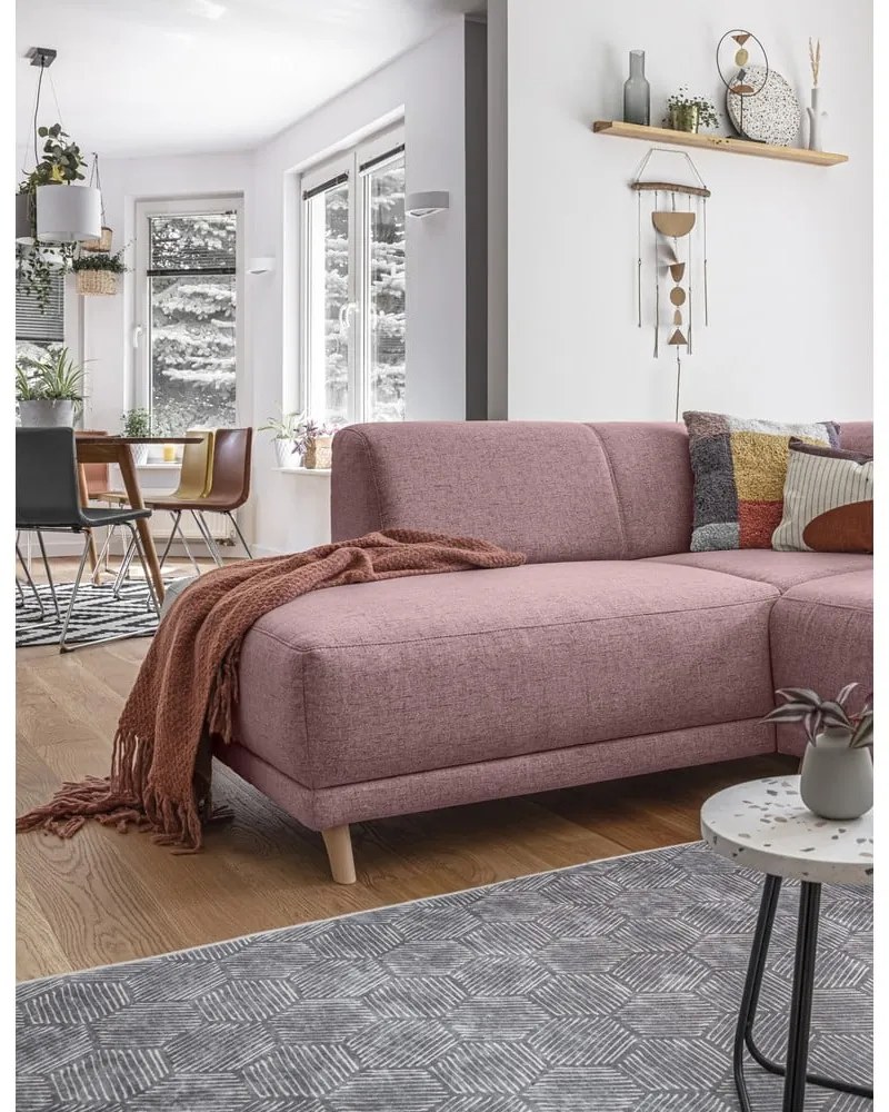 Colțar roz extensibil/cu spațiu de depozitare (cu colț pe partea stângă/în formă de ”L”) Classy Sophie – Miuform