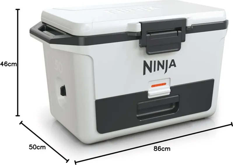 Lada frigorifica Ninja FrostVault FB151EUWH, 47 l, Pasiva, 80 doze, Pastreaza gheata pana la 6 zile, Compartiment uscat, Alba