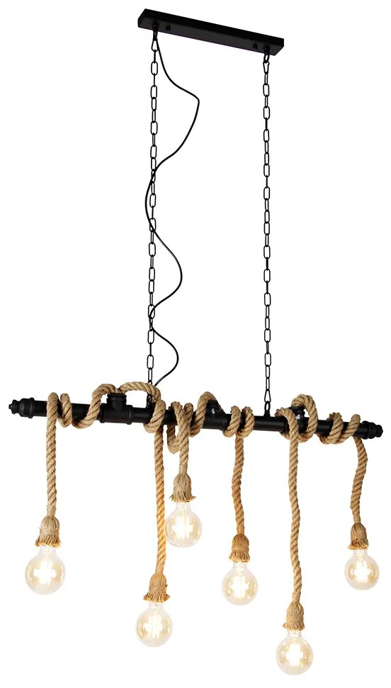 Lampă suspendată inteligentă neagră cu 6 lumini inclusiv Wifi G95 - Plural