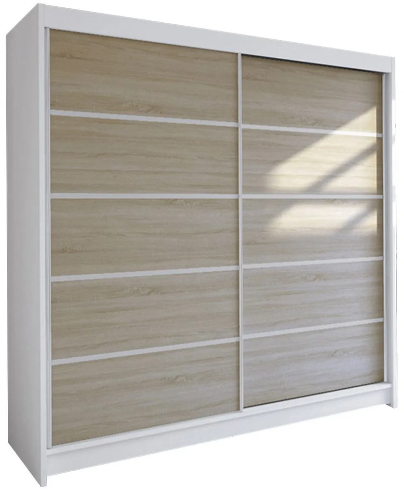 Dulap cu uși glisante Bastian IV (alb + negru) (iluminare LED RGB colorat). 1059153