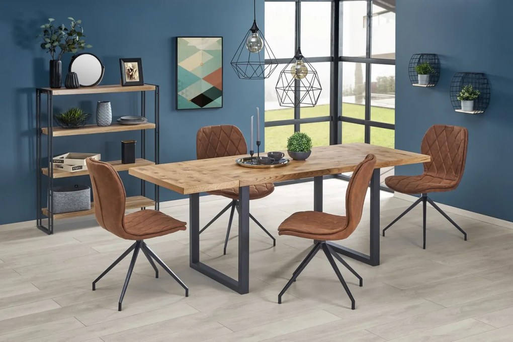Set masa extensibila Horus L126-206 cm + 4 scaune K237 maro