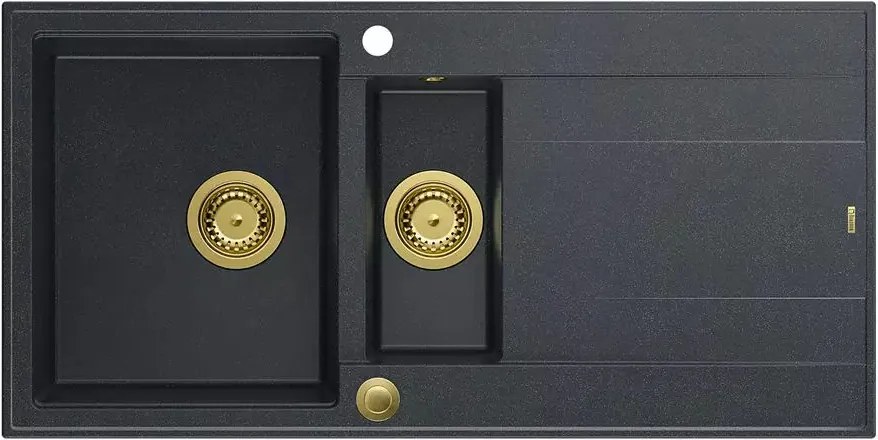 Chiuveta compozit incastrata Quadron Unique Evan 156 negru diamant - auriu 100x50 cm