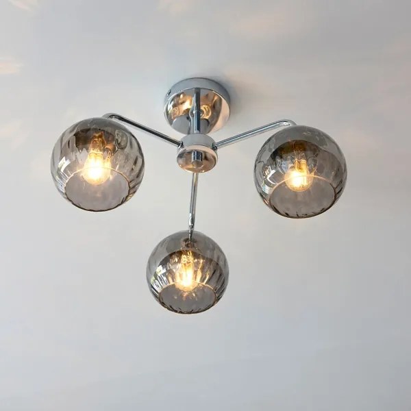 Endon 97971 - Lustră aplicată DIMPLE 3xE14/25W/230V crom lucios/gri fumuriu